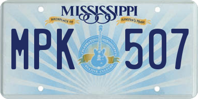 MS license plate MPK507