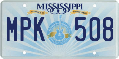 MS license plate MPK508