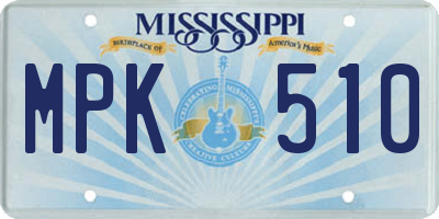 MS license plate MPK510