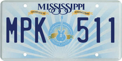 MS license plate MPK511