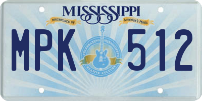 MS license plate MPK512