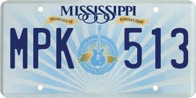MS license plate MPK513