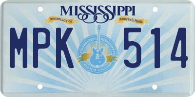 MS license plate MPK514