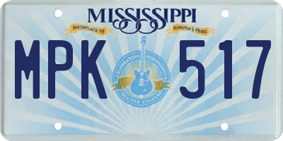 MS license plate MPK517