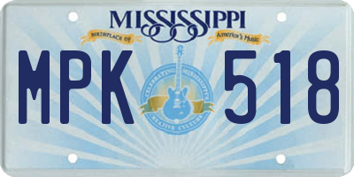 MS license plate MPK518