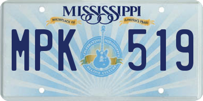 MS license plate MPK519