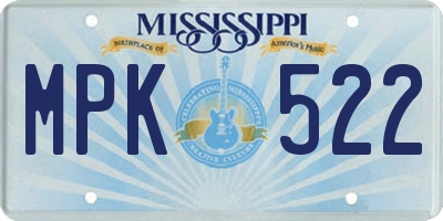 MS license plate MPK522