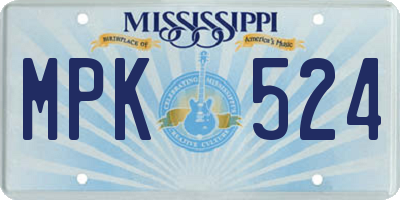 MS license plate MPK524
