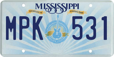 MS license plate MPK531