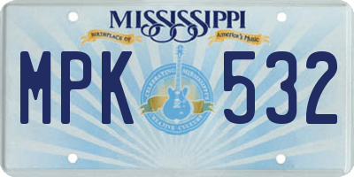 MS license plate MPK532