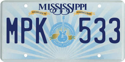 MS license plate MPK533