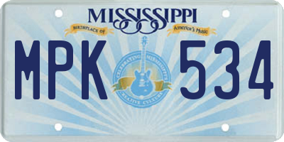 MS license plate MPK534