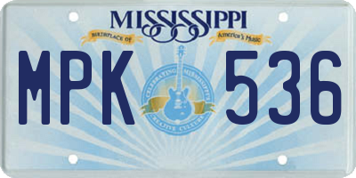 MS license plate MPK536