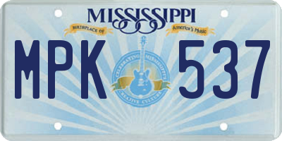 MS license plate MPK537