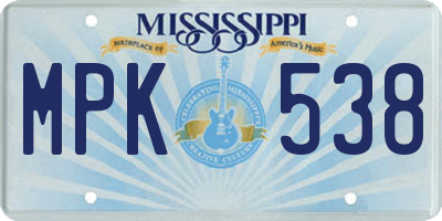 MS license plate MPK538