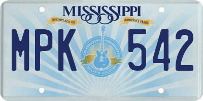 MS license plate MPK542