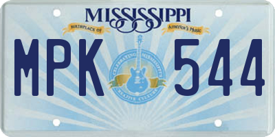 MS license plate MPK544