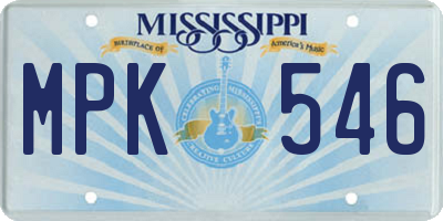 MS license plate MPK546