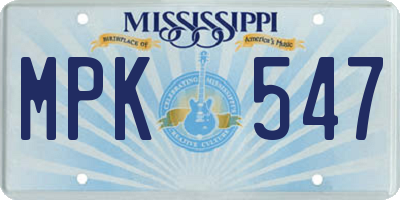MS license plate MPK547