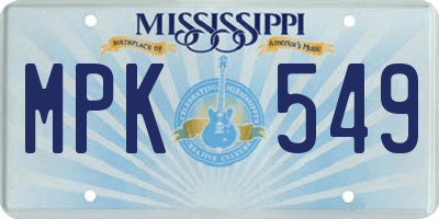 MS license plate MPK549