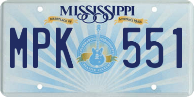 MS license plate MPK551