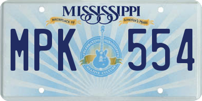 MS license plate MPK554