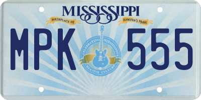 MS license plate MPK555