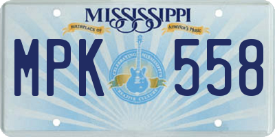 MS license plate MPK558