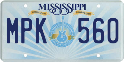MS license plate MPK560