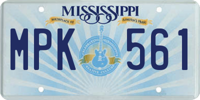 MS license plate MPK561