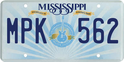 MS license plate MPK562