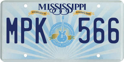MS license plate MPK566