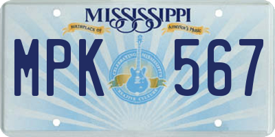 MS license plate MPK567