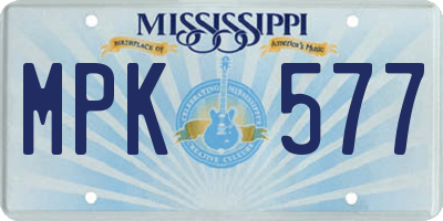 MS license plate MPK577