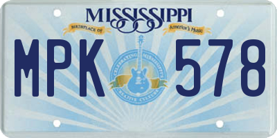 MS license plate MPK578