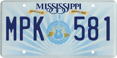 MS license plate MPK581