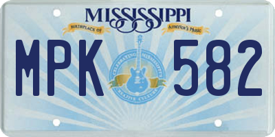 MS license plate MPK582