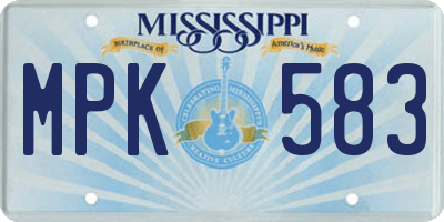 MS license plate MPK583