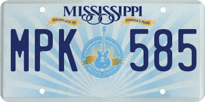 MS license plate MPK585