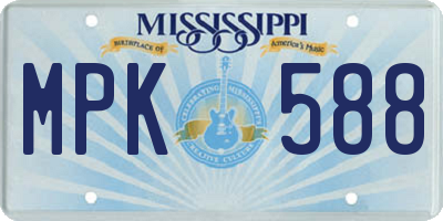 MS license plate MPK588