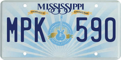 MS license plate MPK590