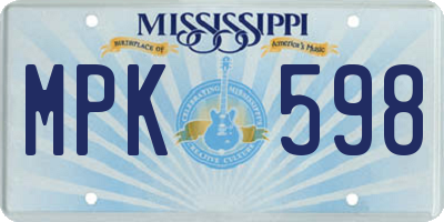 MS license plate MPK598