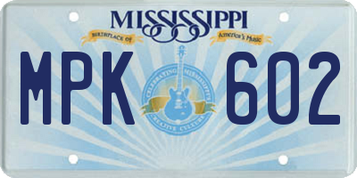 MS license plate MPK602