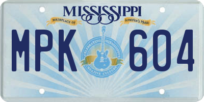 MS license plate MPK604