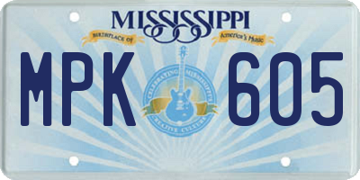 MS license plate MPK605