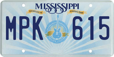MS license plate MPK615