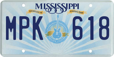 MS license plate MPK618