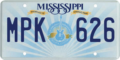 MS license plate MPK626