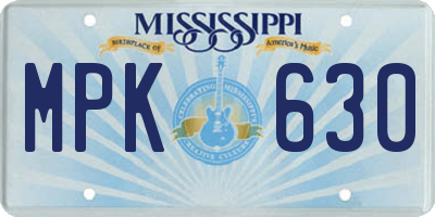 MS license plate MPK630