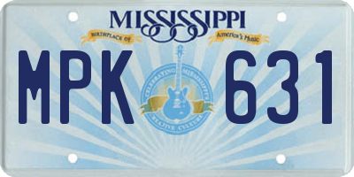 MS license plate MPK631